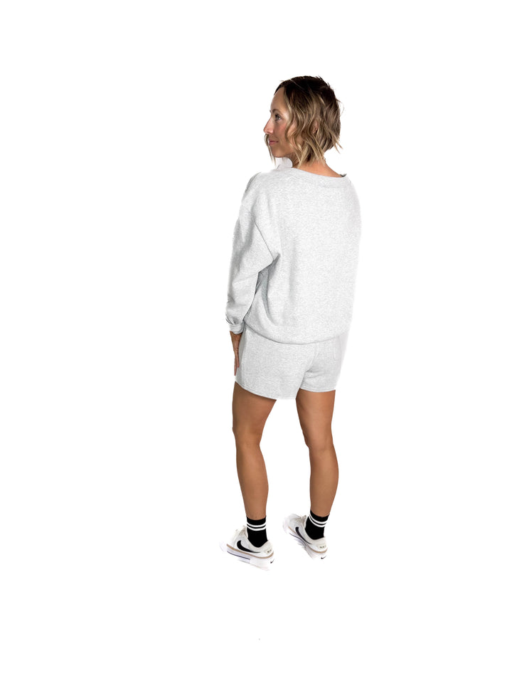 Chill Fleece Shorts Sweat Set- HEATHER GREY