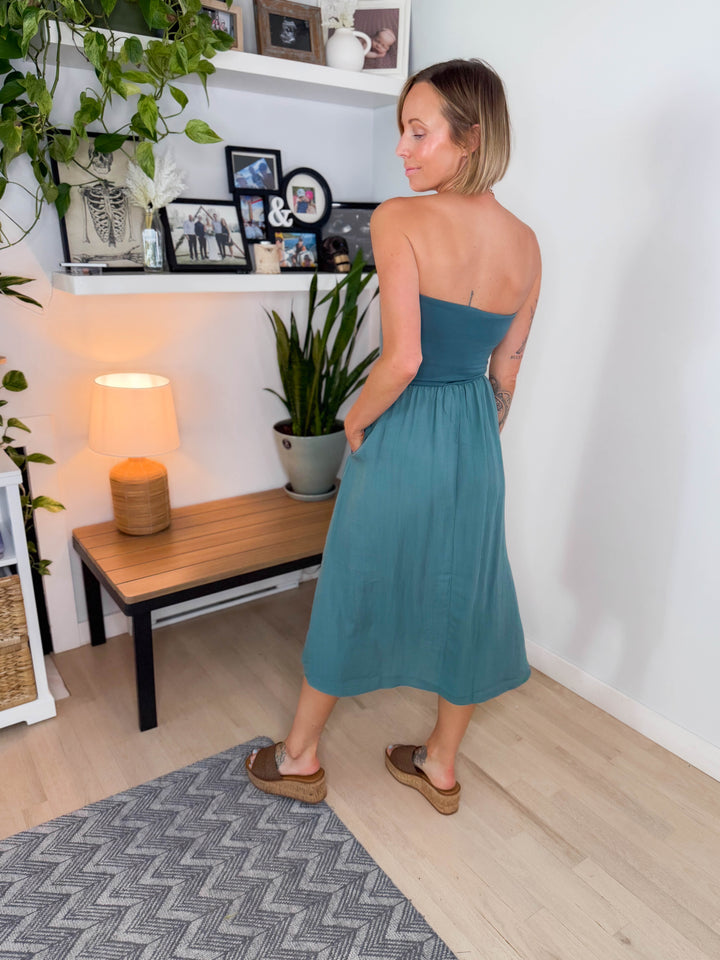 Parker Strapless Fit & Flare Dress- BALSAM