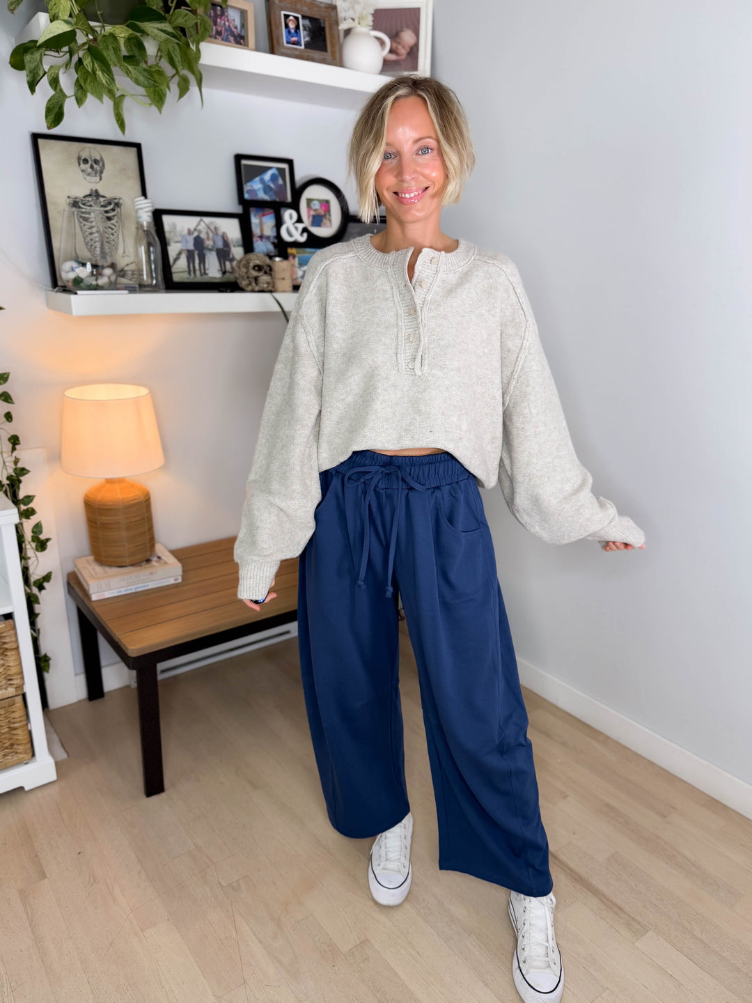 Gianna Knit Henley Sweater- MUSHROOM