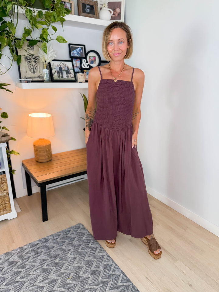 Glow Getter Tank Midi Dress- WALNUT