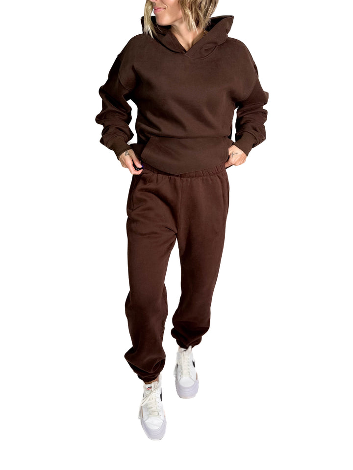 Dami Cloud Fleece Sweatpants- DARK BROWN