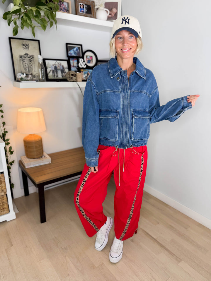 Amy Front Pocket Denim Jacket- MEDIUM BLUE