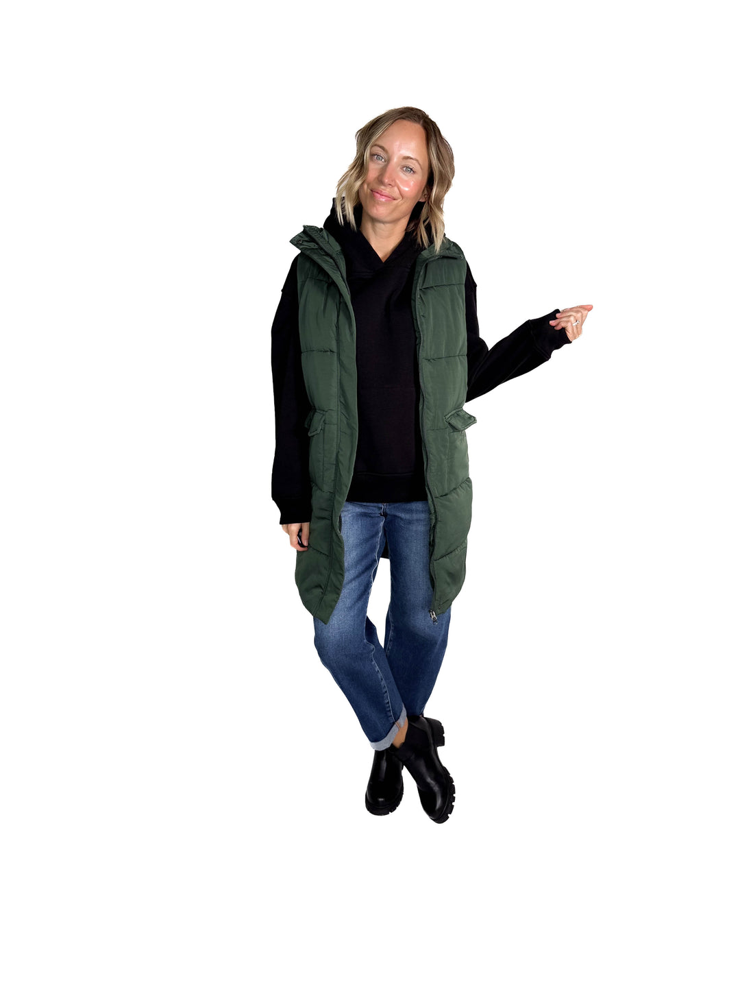 Remington Longline Puffer Vest- GREEN