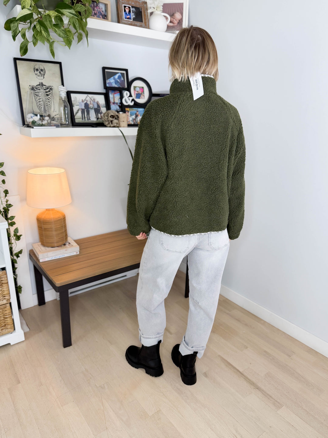 Aubree Fleece Jacket- OLIVE MULTI