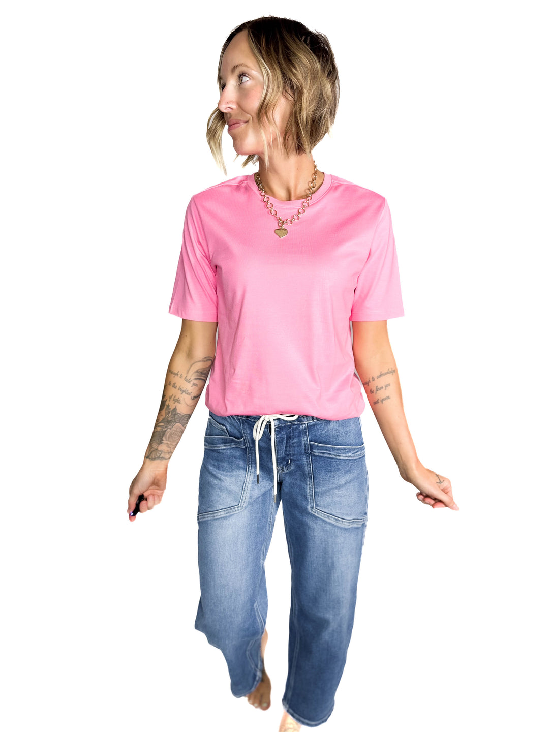 Only Freja Organic Cotton Structured Tee- BUBBLEGUM PINK