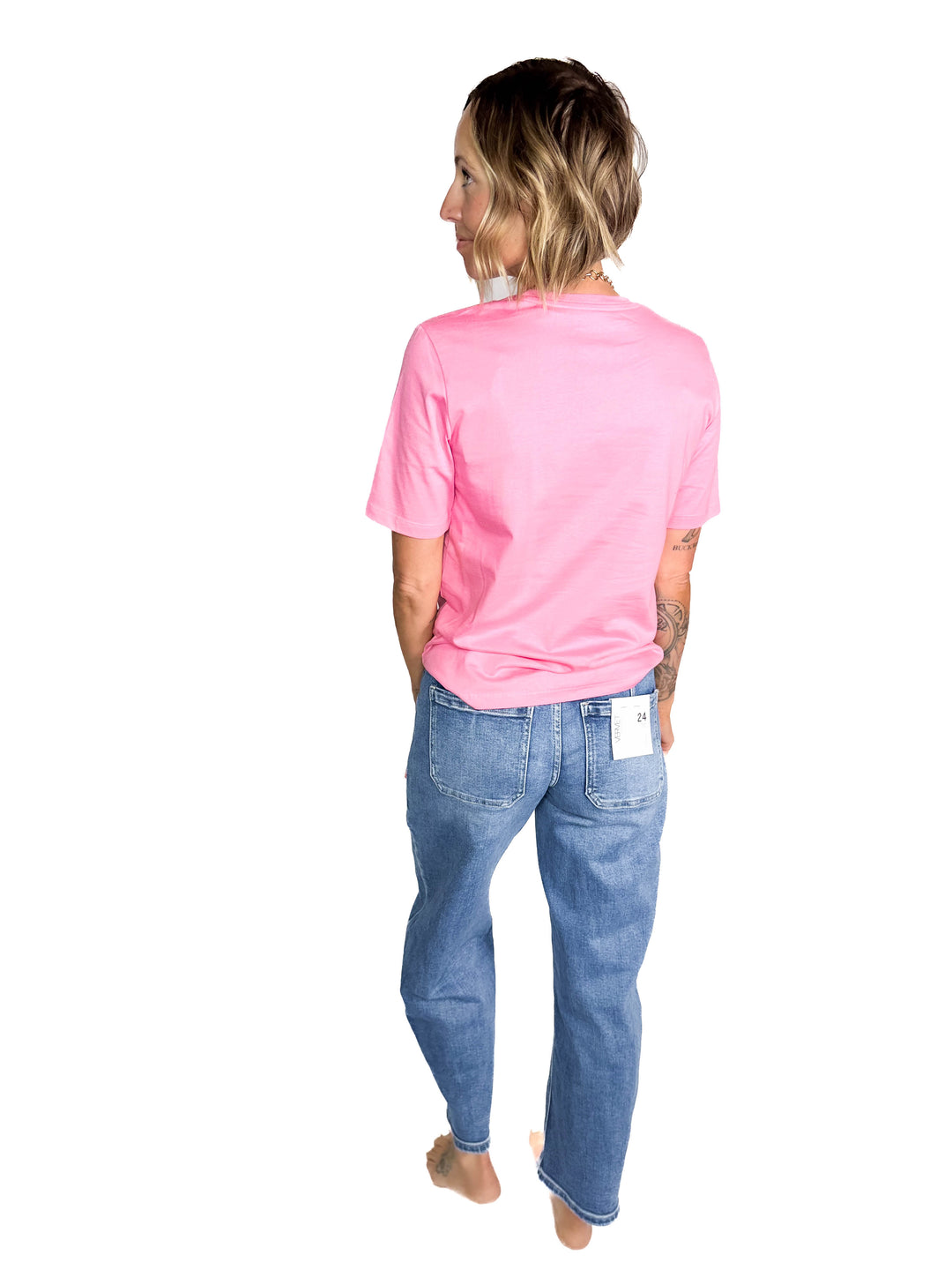 Only Freja Organic Cotton Structured Tee- BUBBLEGUM PINK