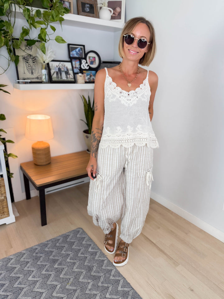 Boho Belle Crochet Lace Cami- NATURAL