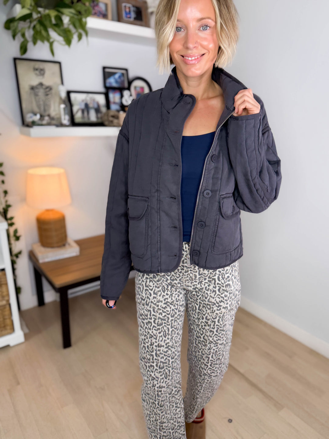 Baylor Mineral Washed Quilted Jacket- SLATE