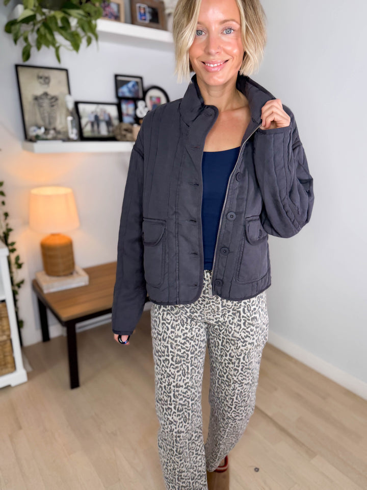 Baylor Mineral Washed Quilted Jacket- SLATE