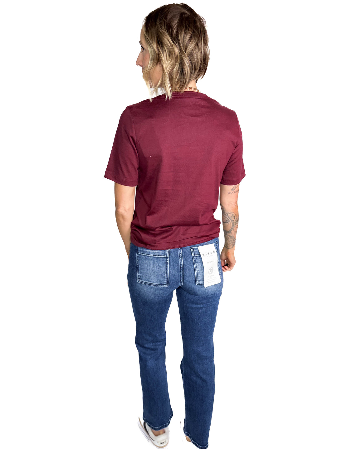 Only Freja Organic Cotton Structured Tee- DARK CHERRY