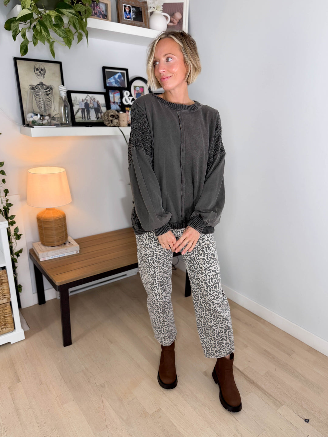 Victoria Washed Cotton Sweater- ASH