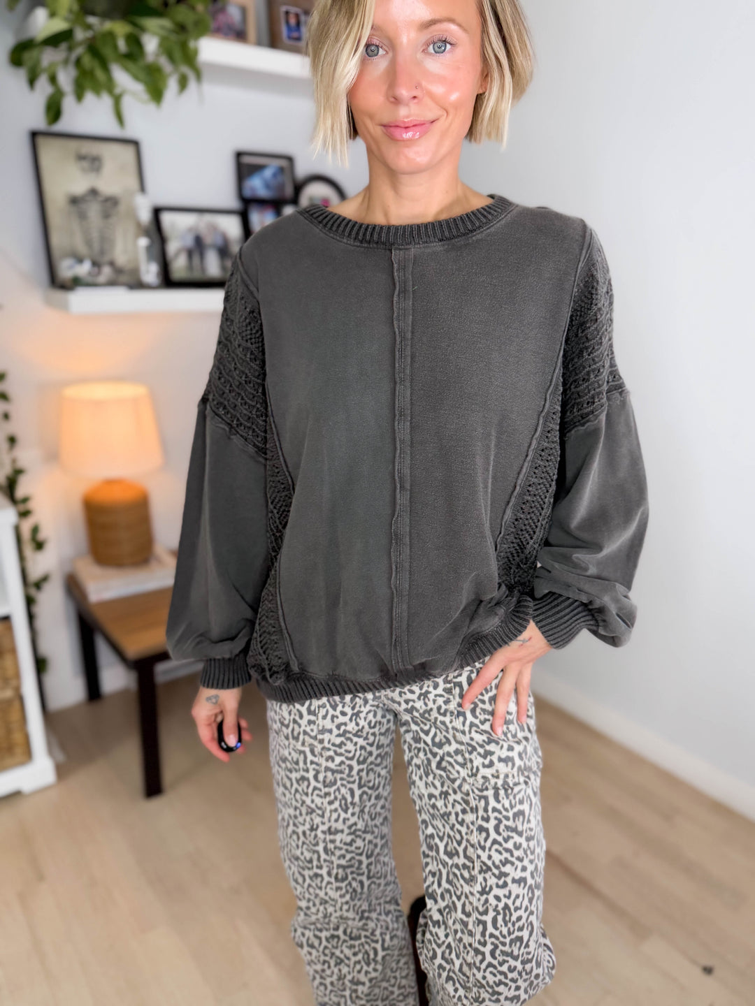 Victoria Washed Cotton Sweater- ASH