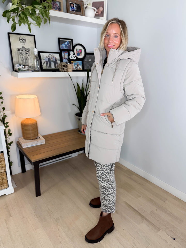 Only Dixie 2-In-1 Water Repellent Coat- TAUPE GREY