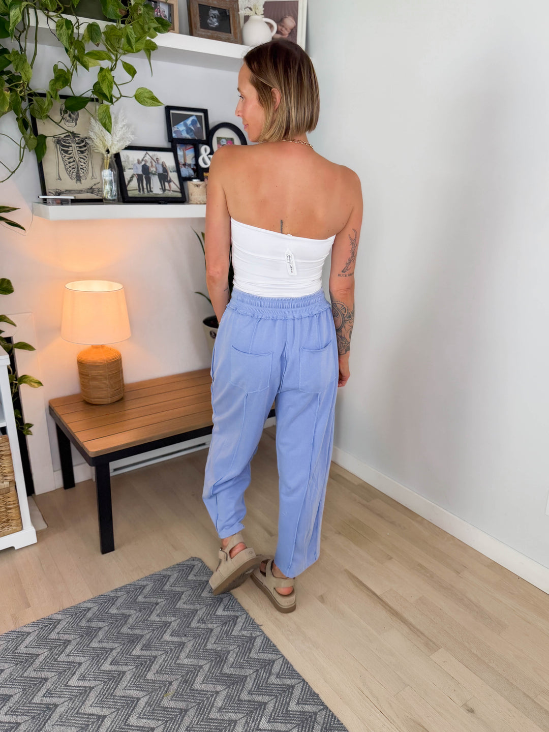 Amery Mineral Washed Barrel Pant- PERIWINKLE
