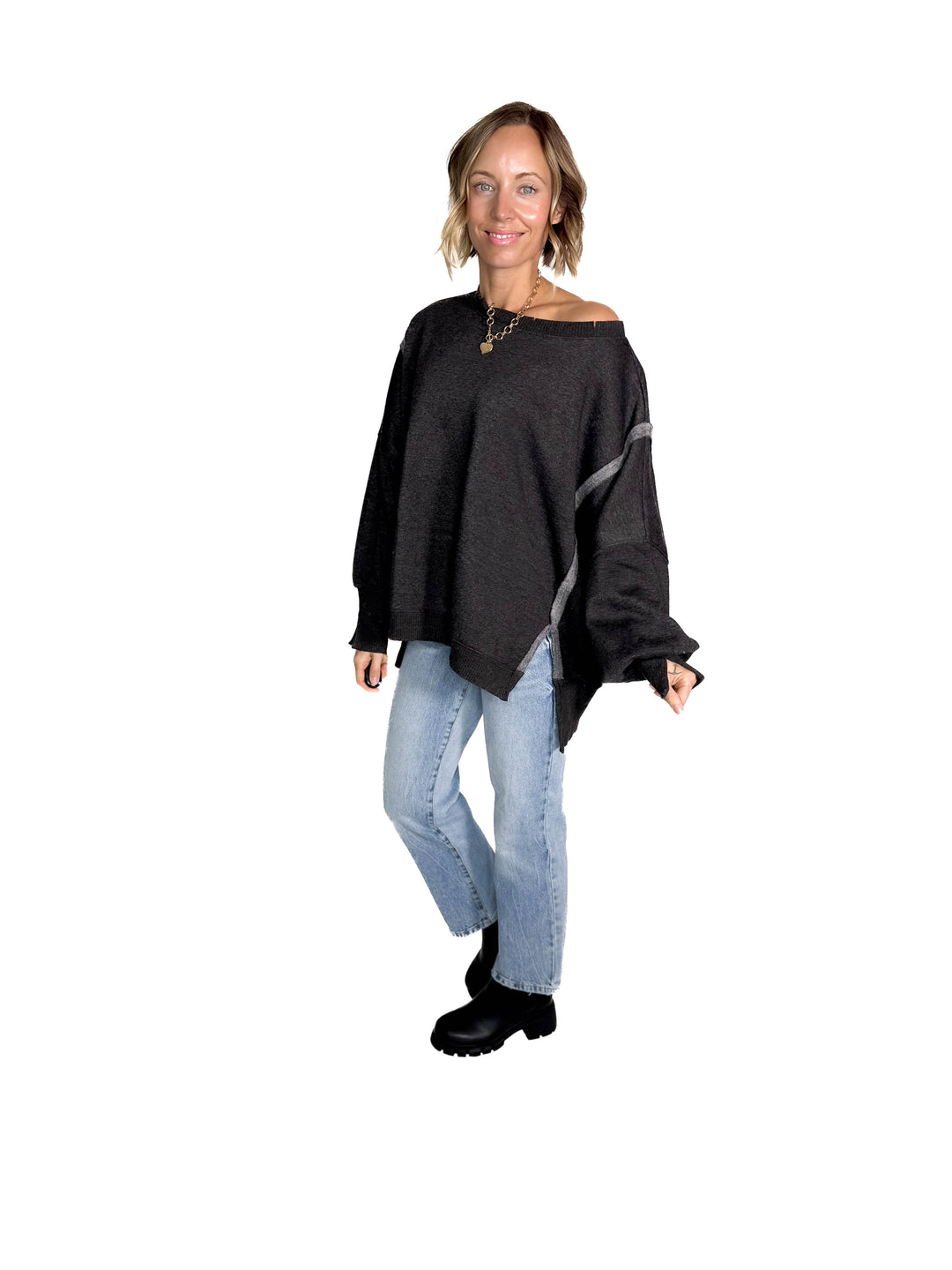 Mellow Acid Wash Fleece Sweatshirt- BLACK