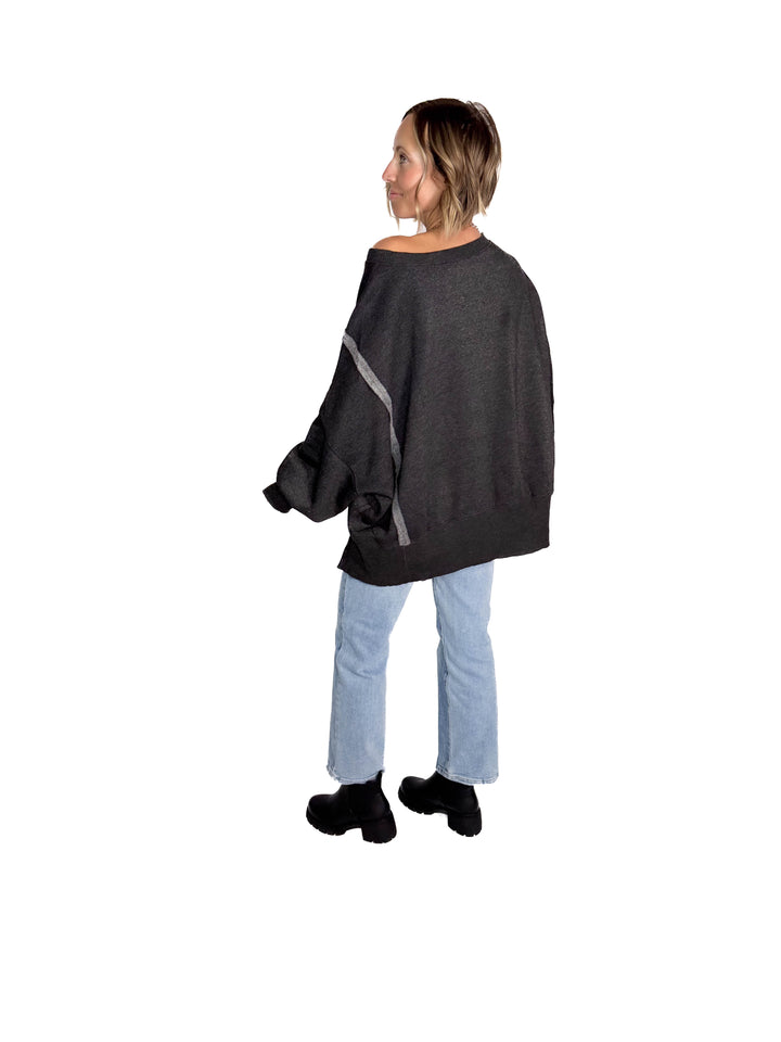 Mellow Acid Wash Fleece Sweatshirt- BLACK