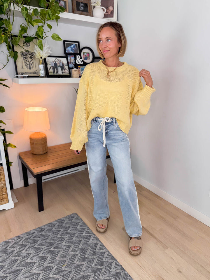 Rosie Balloon Sleeve Sweater- YELLOW