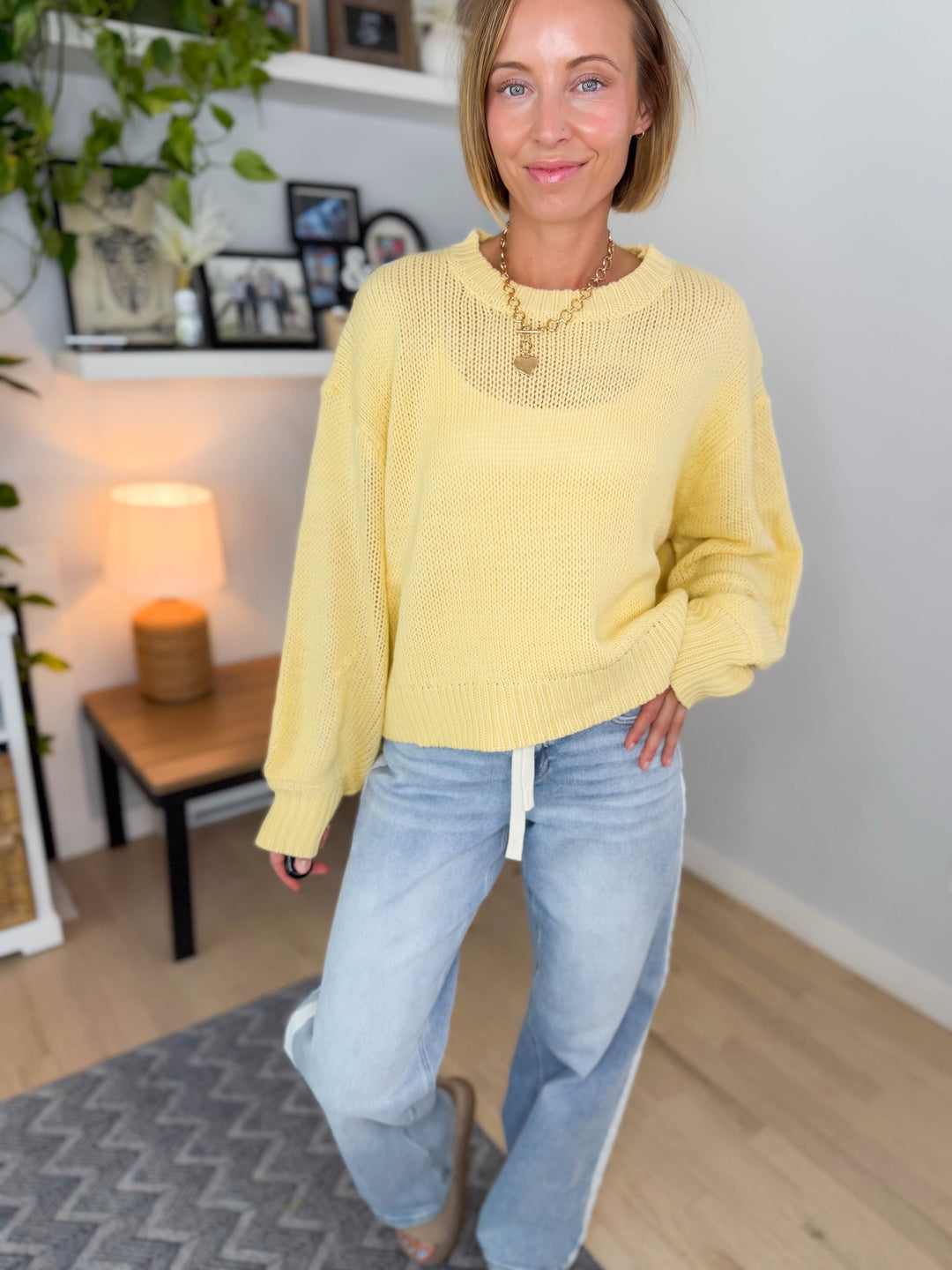Rosie Balloon Sleeve Sweater- YELLOW