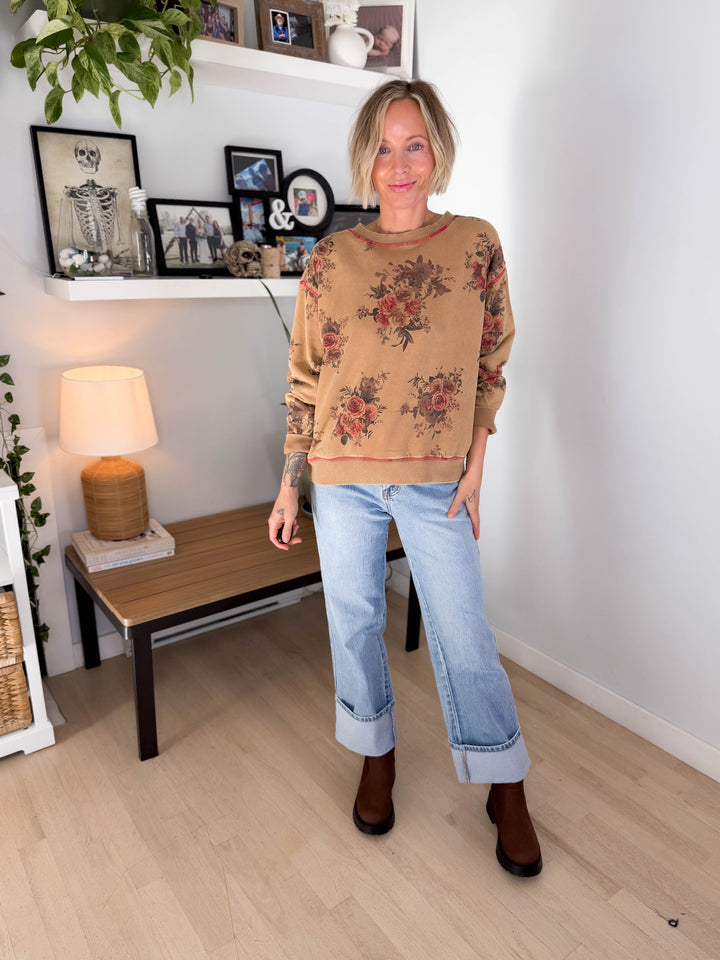 Nutmeg Floral Pullover- TOAST