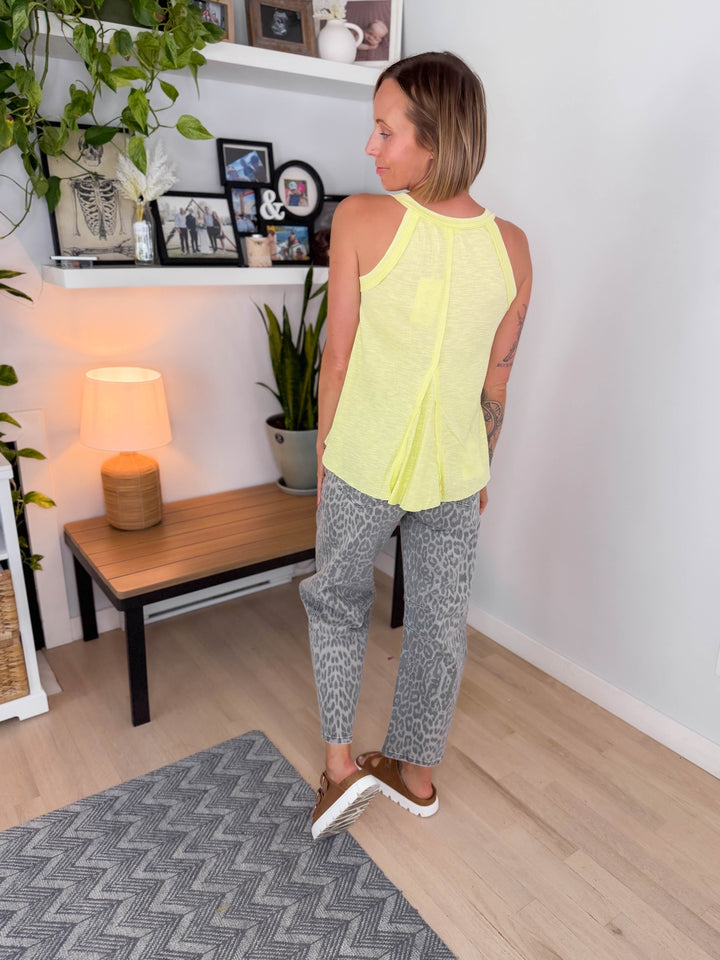 Felicity Jersey Ribbed Tank- LEMON