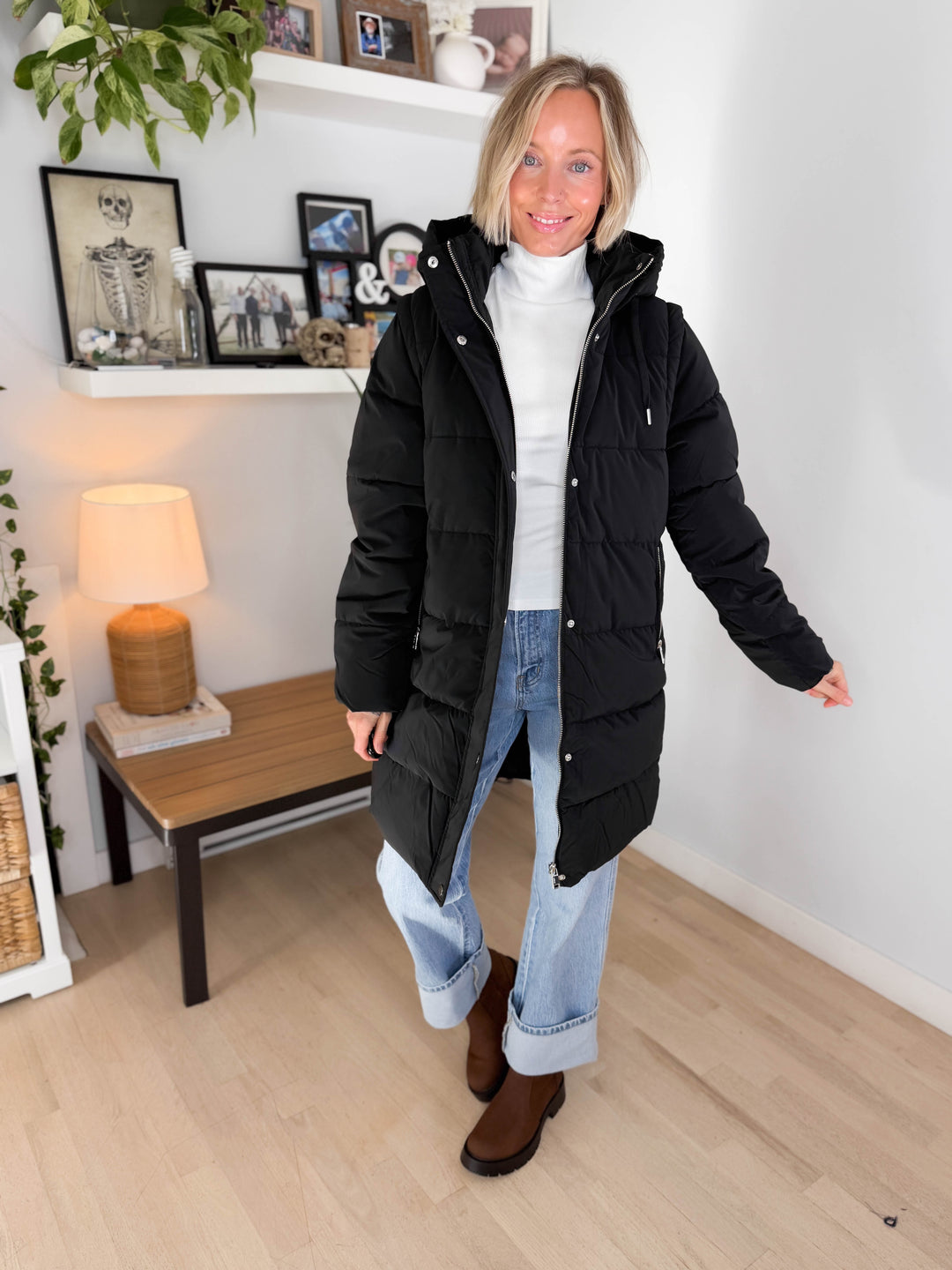 Only Dixie 2-In-1 Puffer Water Repellent Coat- BLACK