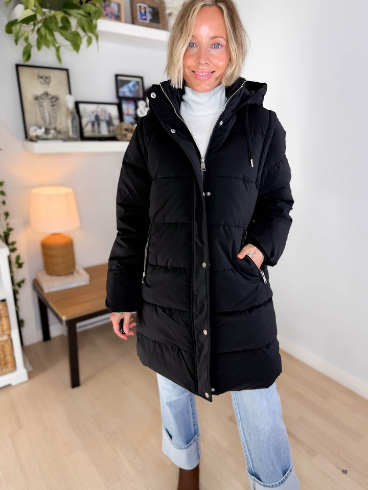 Only Dixie 2-In-1 Puffer Water Repellent Coat- BLACK