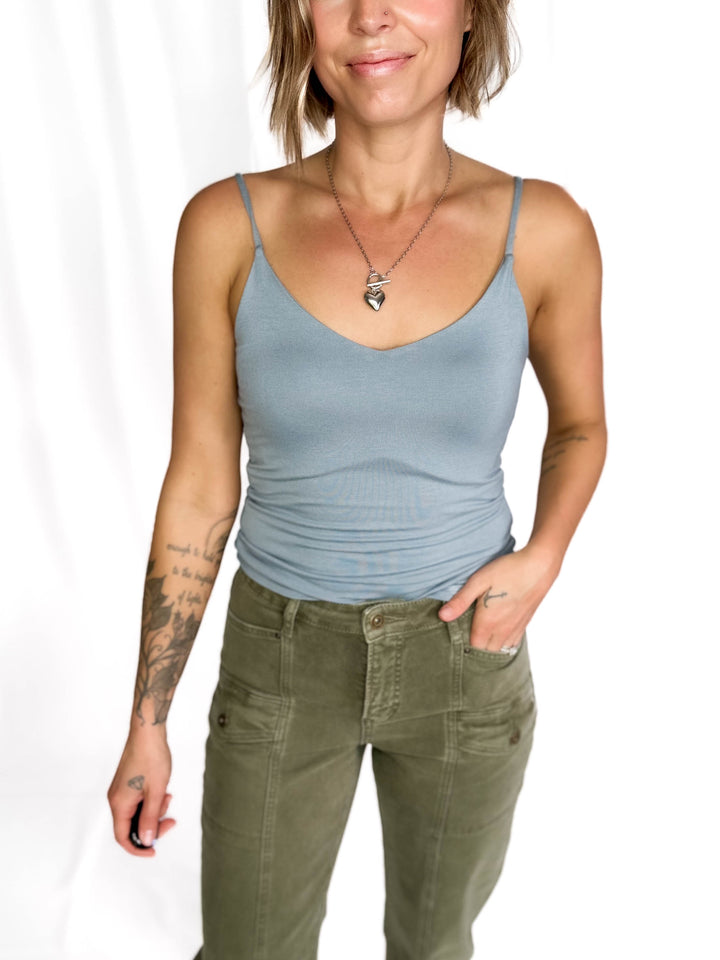 Not Your Basic Spagetti Strap Tank- BLUE GREY-FINAL SALE