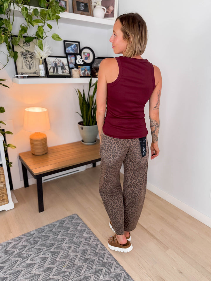 Beth Ribbed Tank Top- BURGUNDY