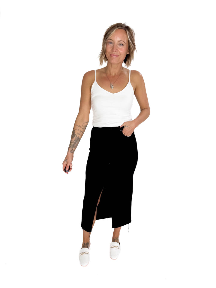 HIDDEN JEANS  Demi High Waist Denim Skirt- BLACK-FINAL SALE