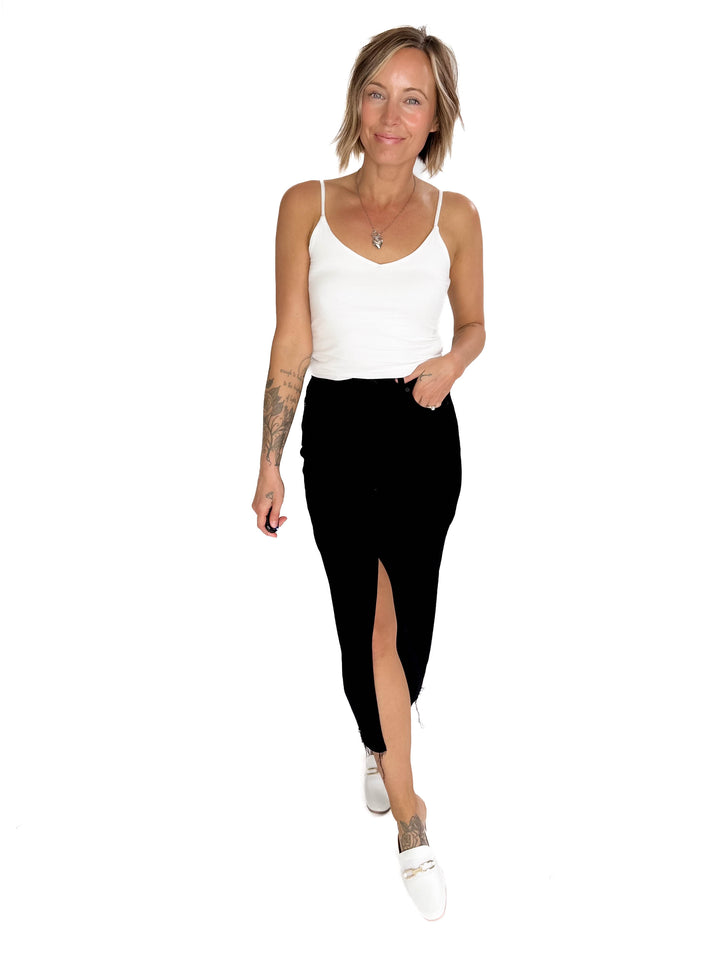 HIDDEN JEANS  Demi High Waist Denim Skirt- BLACK-FINAL SALE