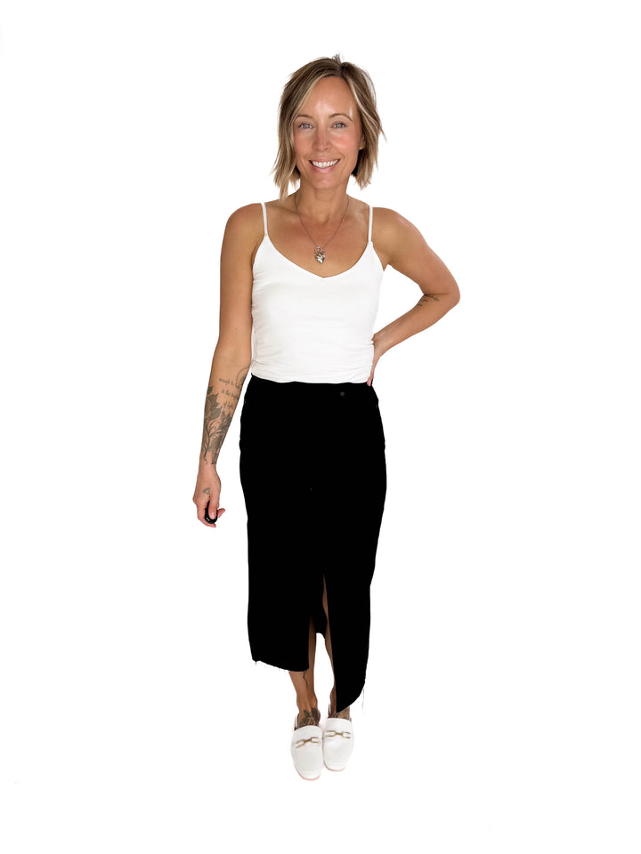 HIDDEN JEANS  Demi High Waist Denim Skirt- BLACK-FINAL SALE