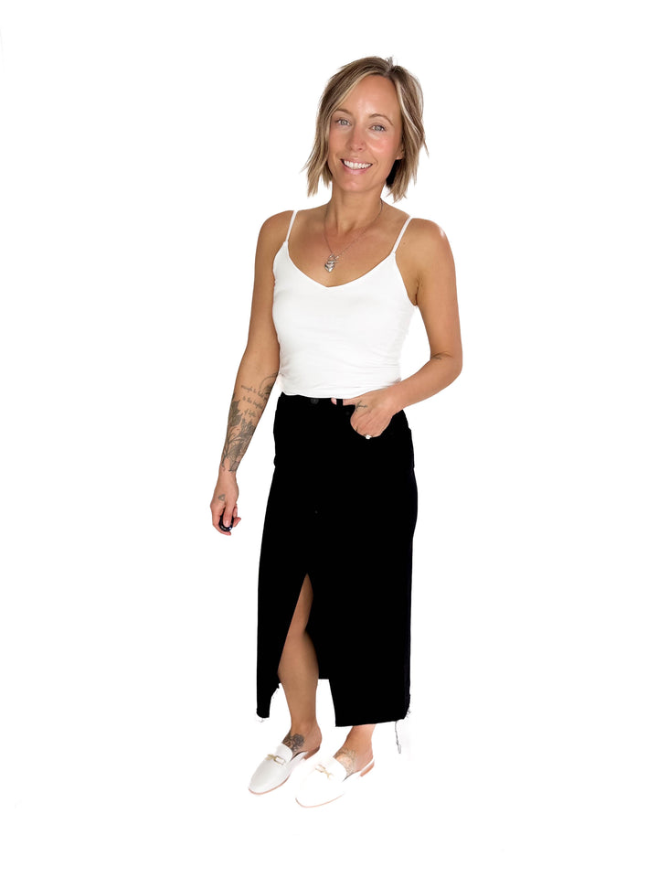 HIDDEN JEANS  Demi High Waist Denim Skirt- BLACK-FINAL SALE