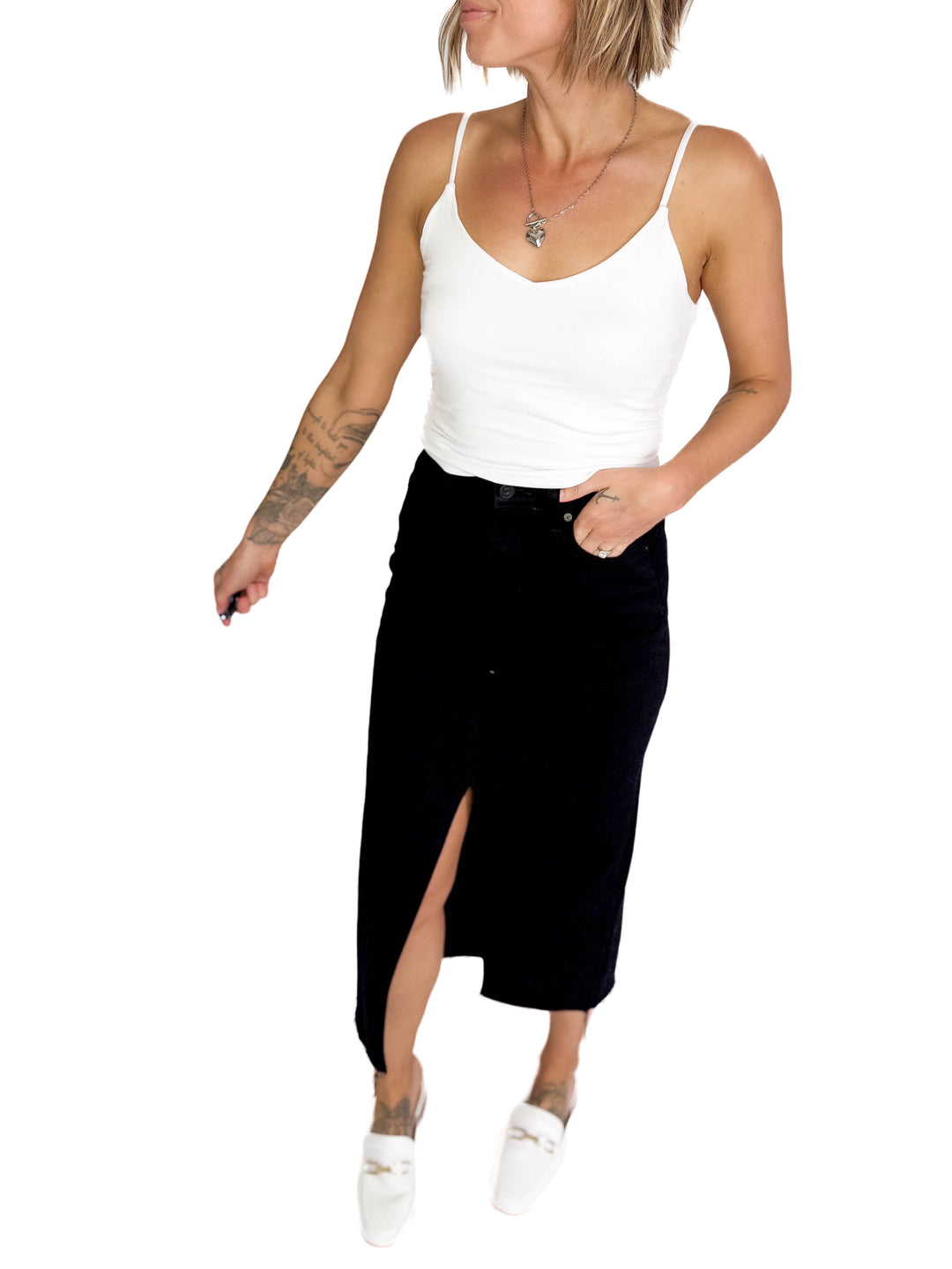 HIDDEN JEANS  Demi High Waist Denim Skirt- BLACK-FINAL SALE