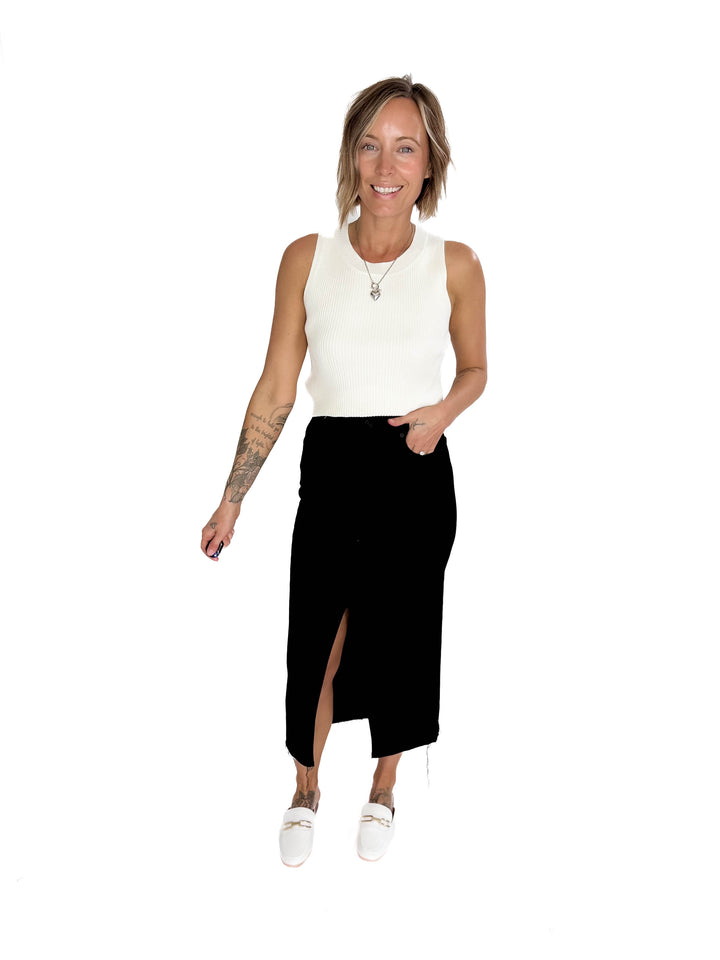 HIDDEN JEANS  Demi High Waist Denim Skirt- BLACK-FINAL SALE