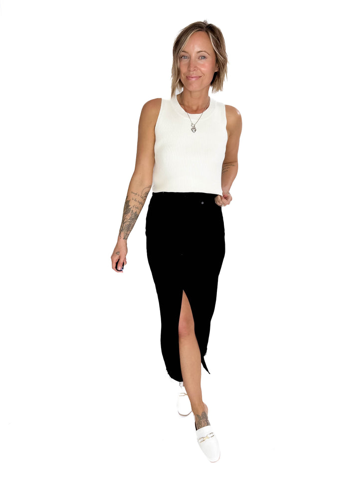 HIDDEN JEANS  Demi High Waist Denim Skirt- BLACK-FINAL SALE