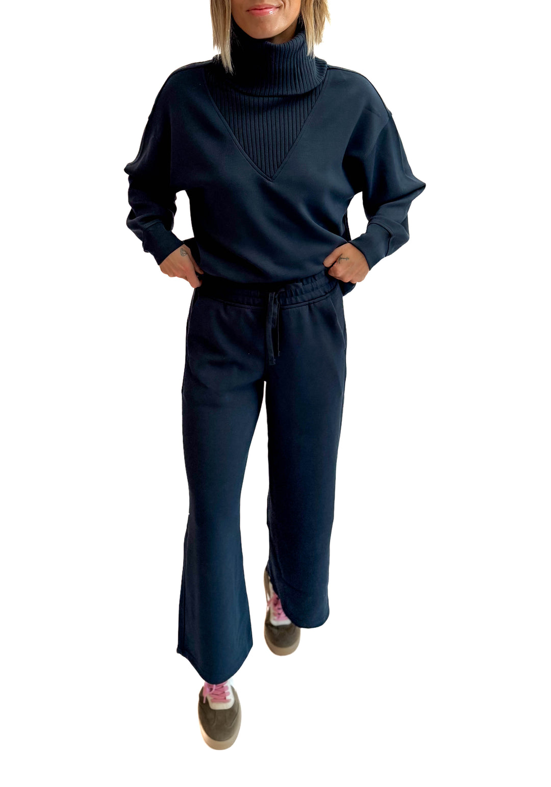 Lemmy Modal Cropped Wide Leg Pant- NAVY TEAL