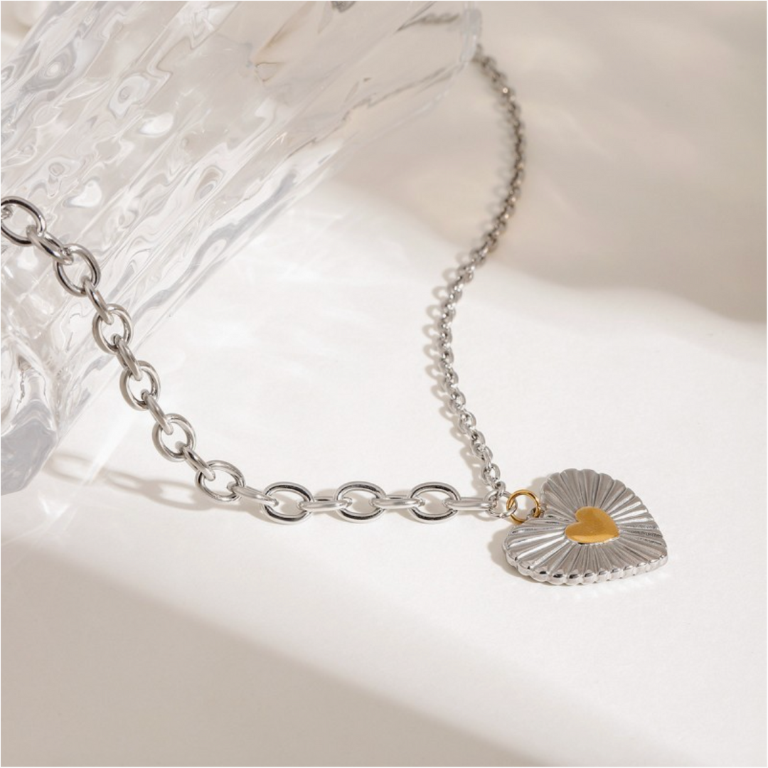 Heart Of Glass Tarnish Free Necklace- SILVER