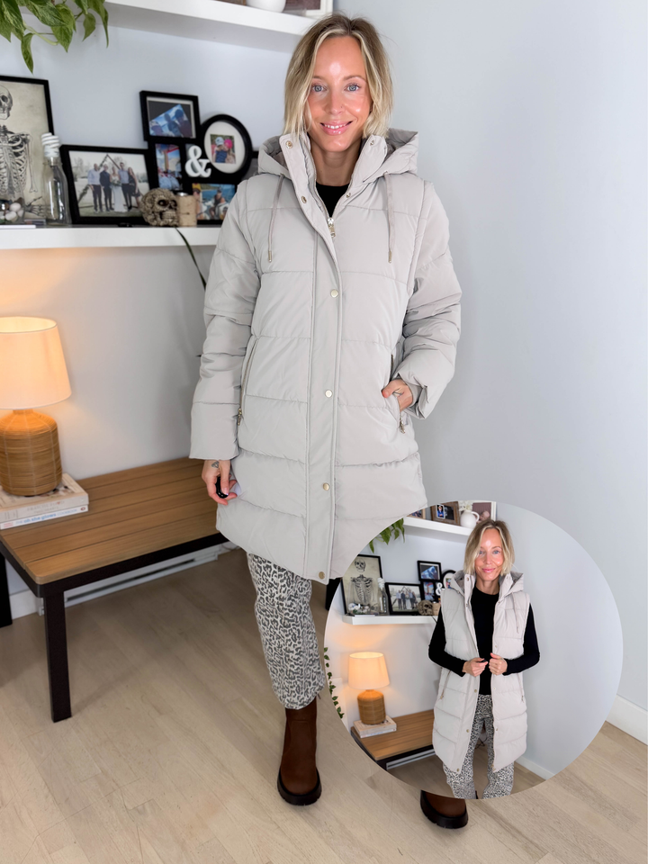 Only Dixie 2-In-1 Water Repellent Coat- TAUPE GREY