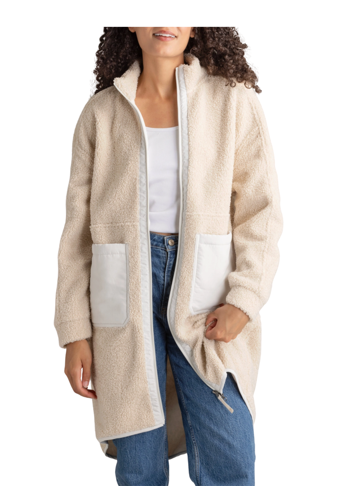 Cori Boucle Longline Coat- BIRCH