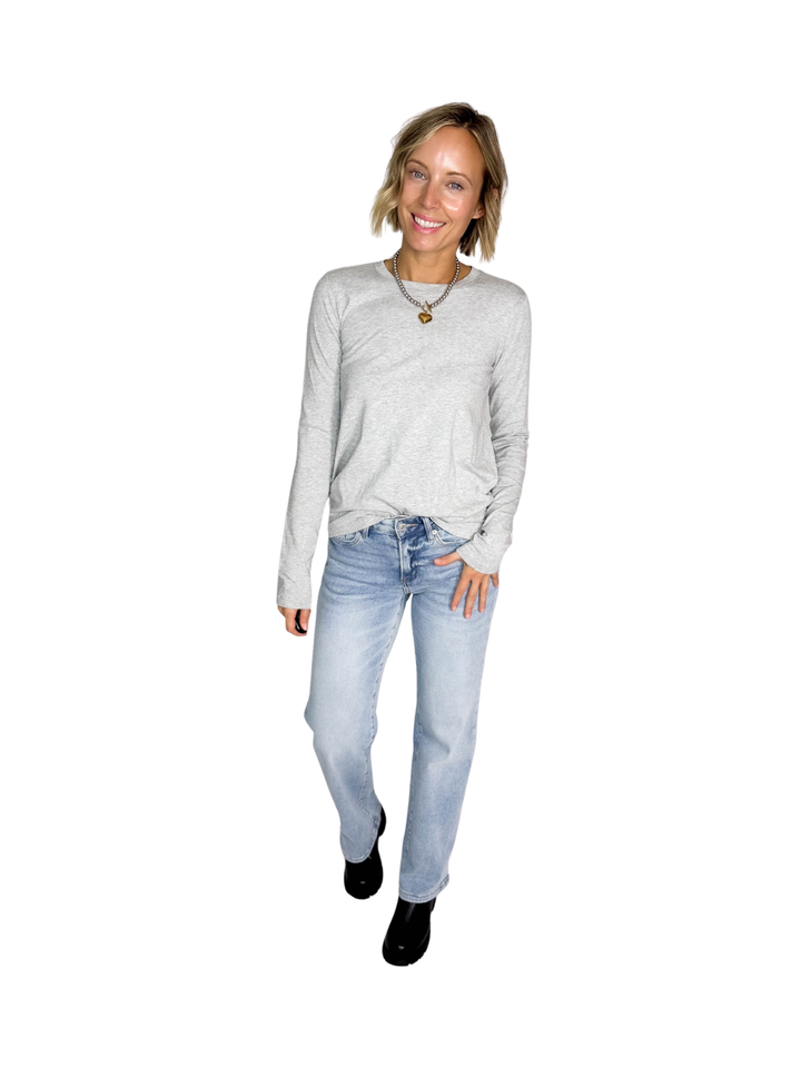 Not Your Basic Cotton Long Sleeve- HTHR GREY