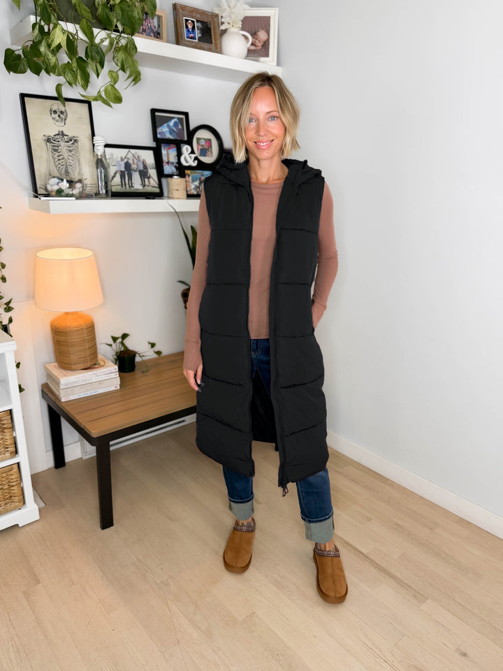ONLY Jackson Long Puffer Vest- BLACK