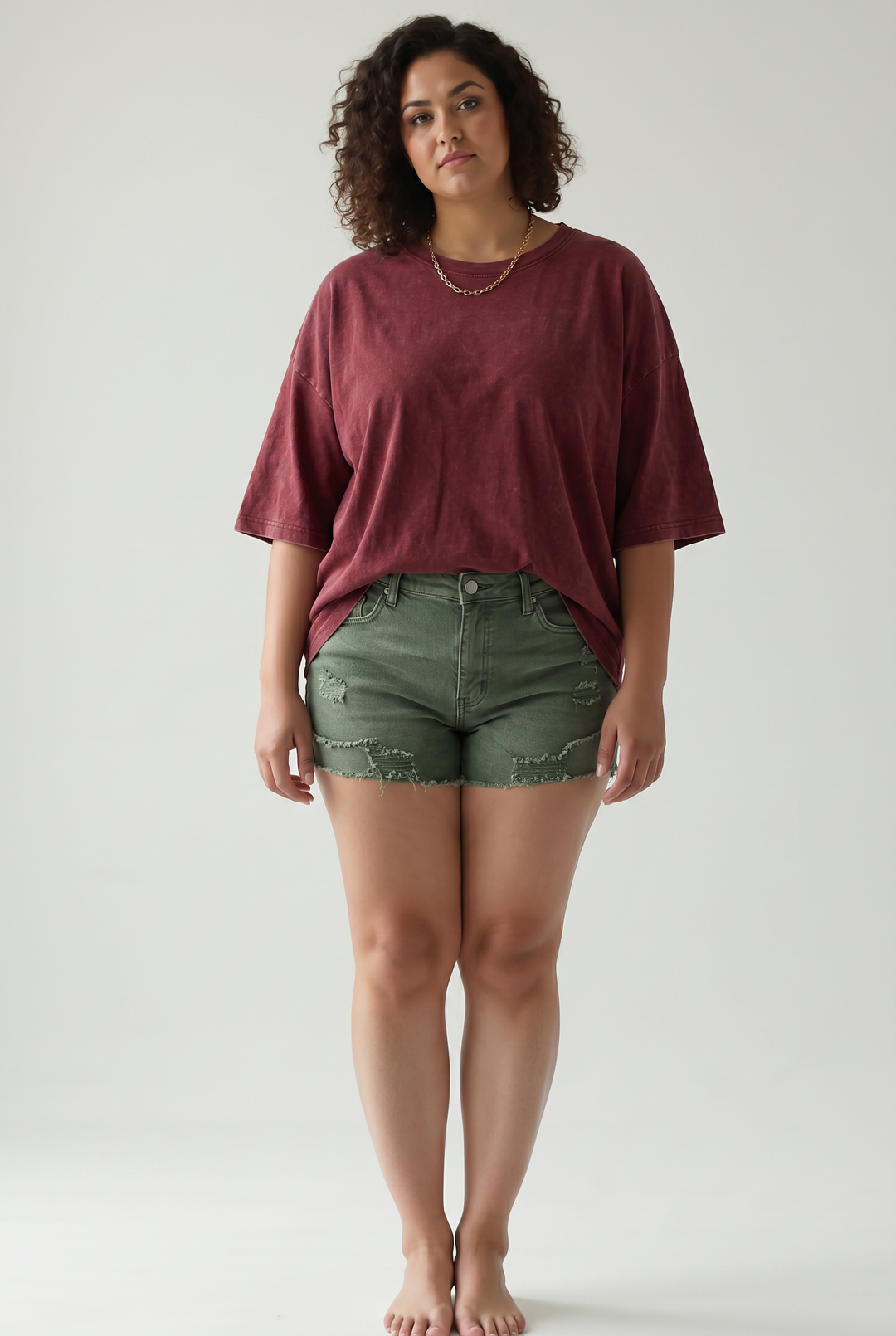 Tracy Oversized Cotton Tee- CABERNET