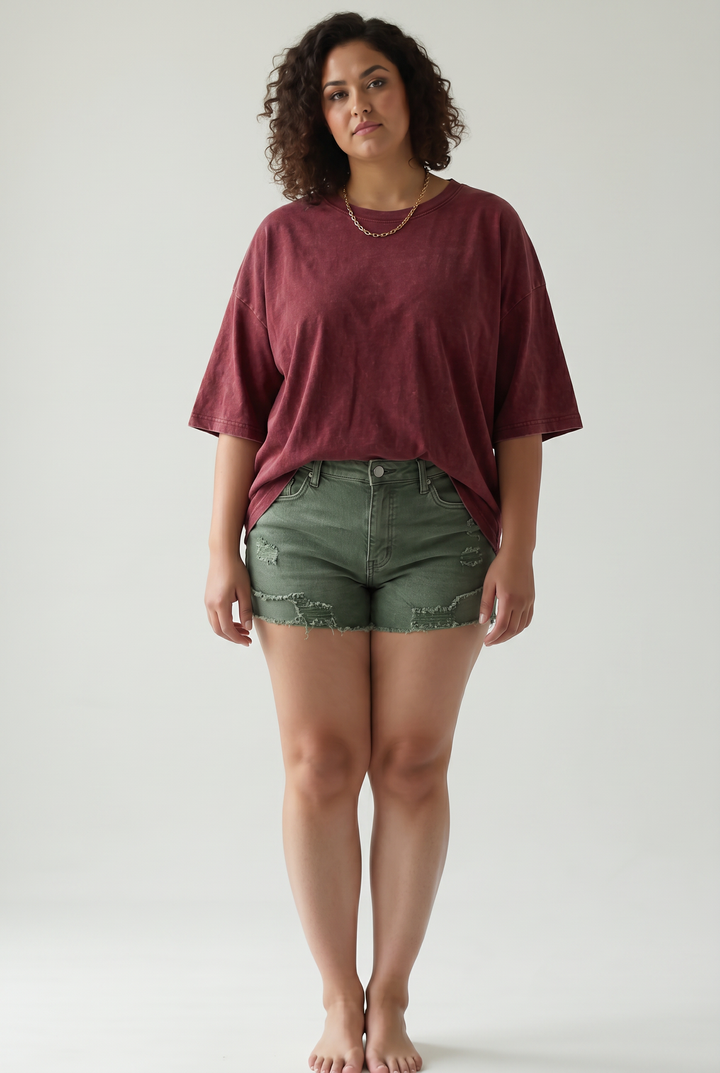 Tracy Oversized Cotton Tee- CABERNET