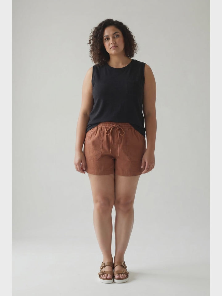 Seafoam Tencel Shorts- DARK RUST