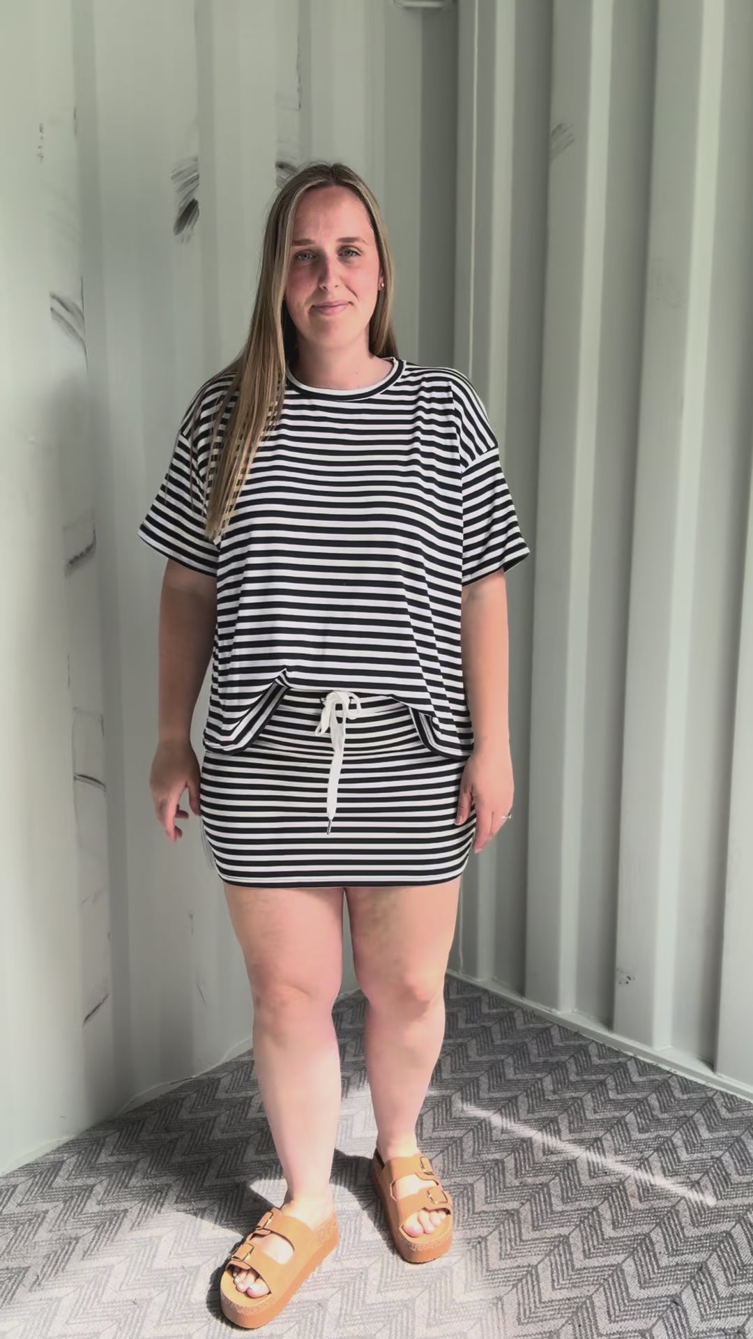 Mango Striped Skort Set- NAVY/WHITE