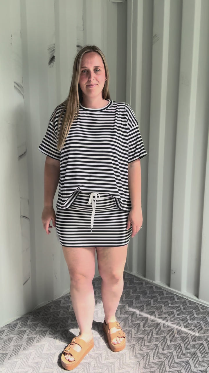 Mango Striped Skort Set- NAVY/WHITE