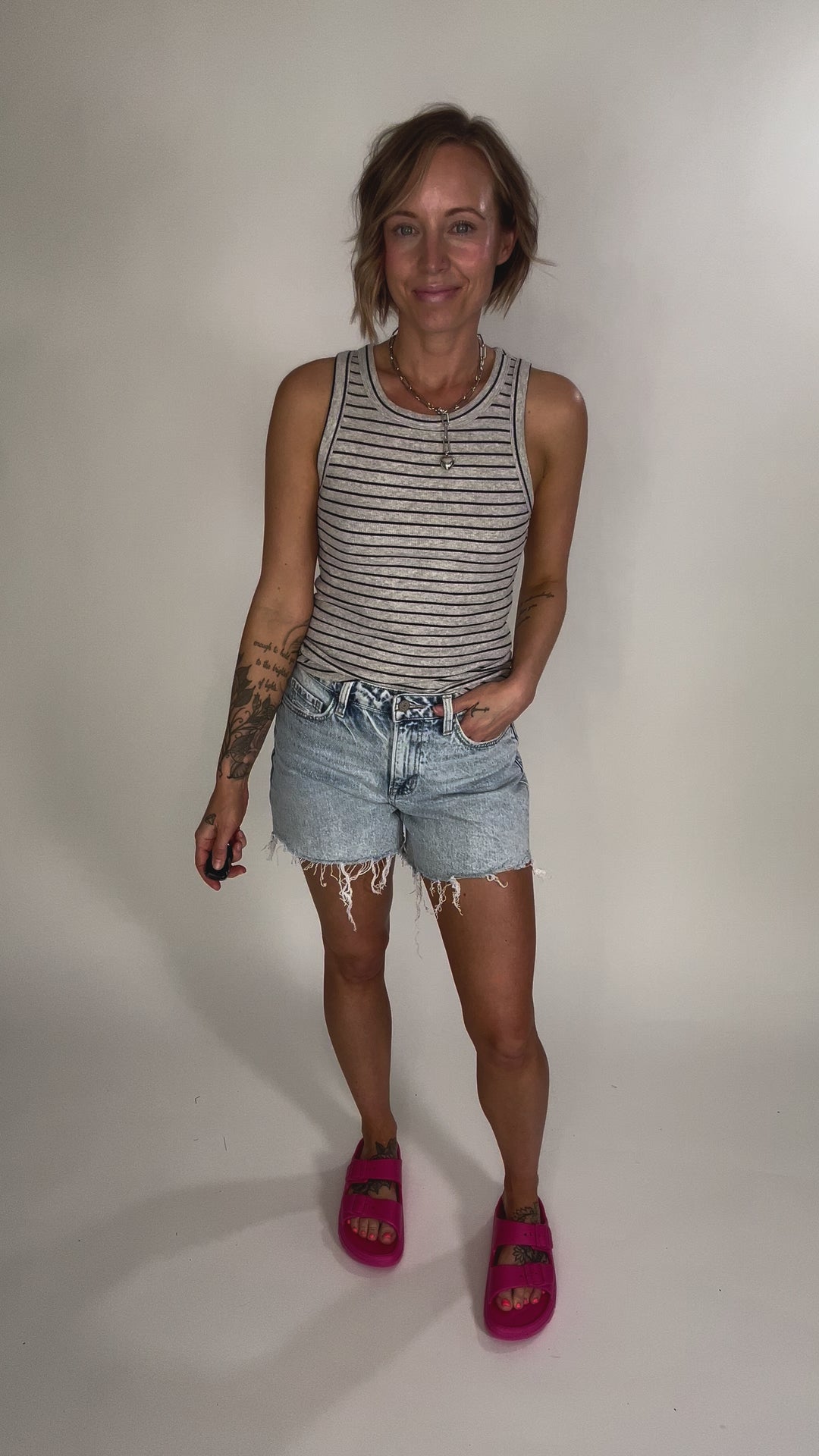 THREAD & SUPPLY Edlin Tank- HTHR GREY BLACK STRIPE-FINAL SALE