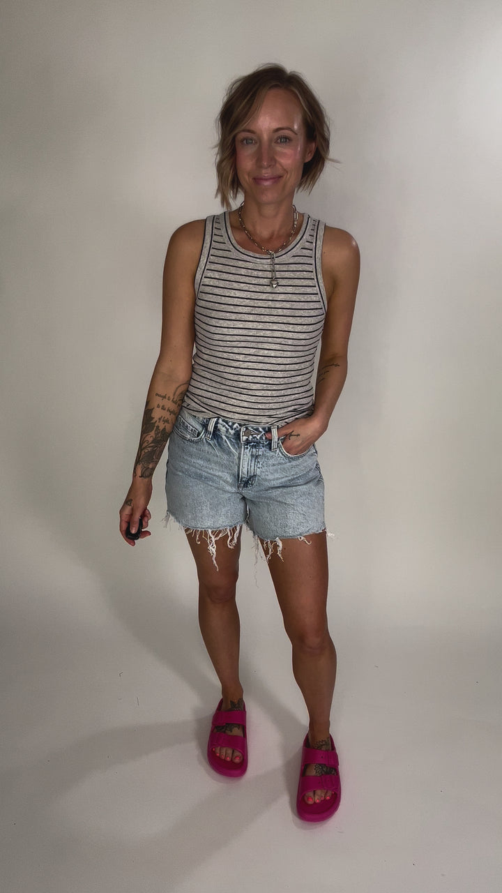 THREAD & SUPPLY Edlin Tank- HTHR GREY BLACK STRIPE-FINAL SALE