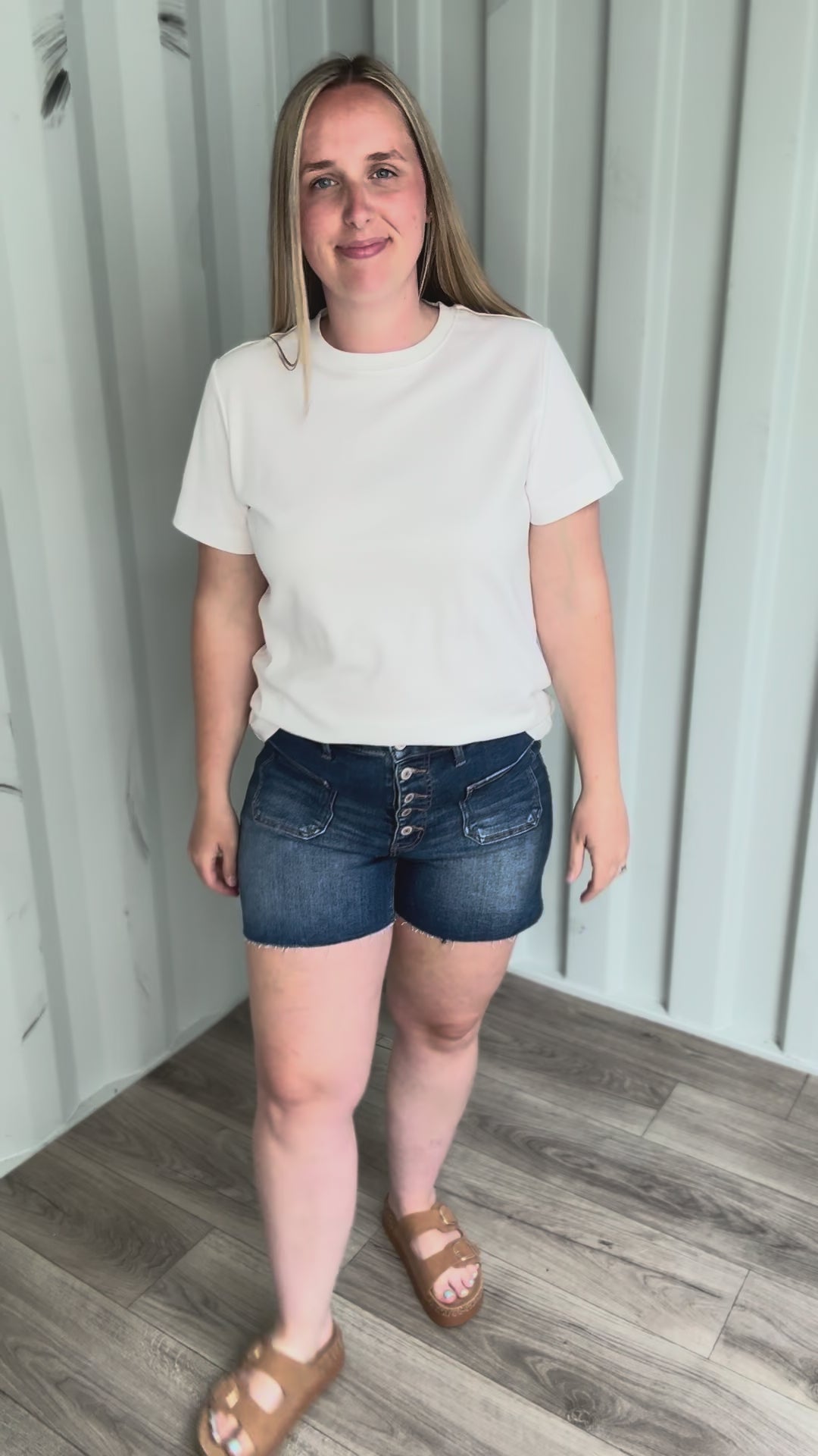 Larkspur High Rise Patched Pocket Button Fly Shorts- MANIFEST