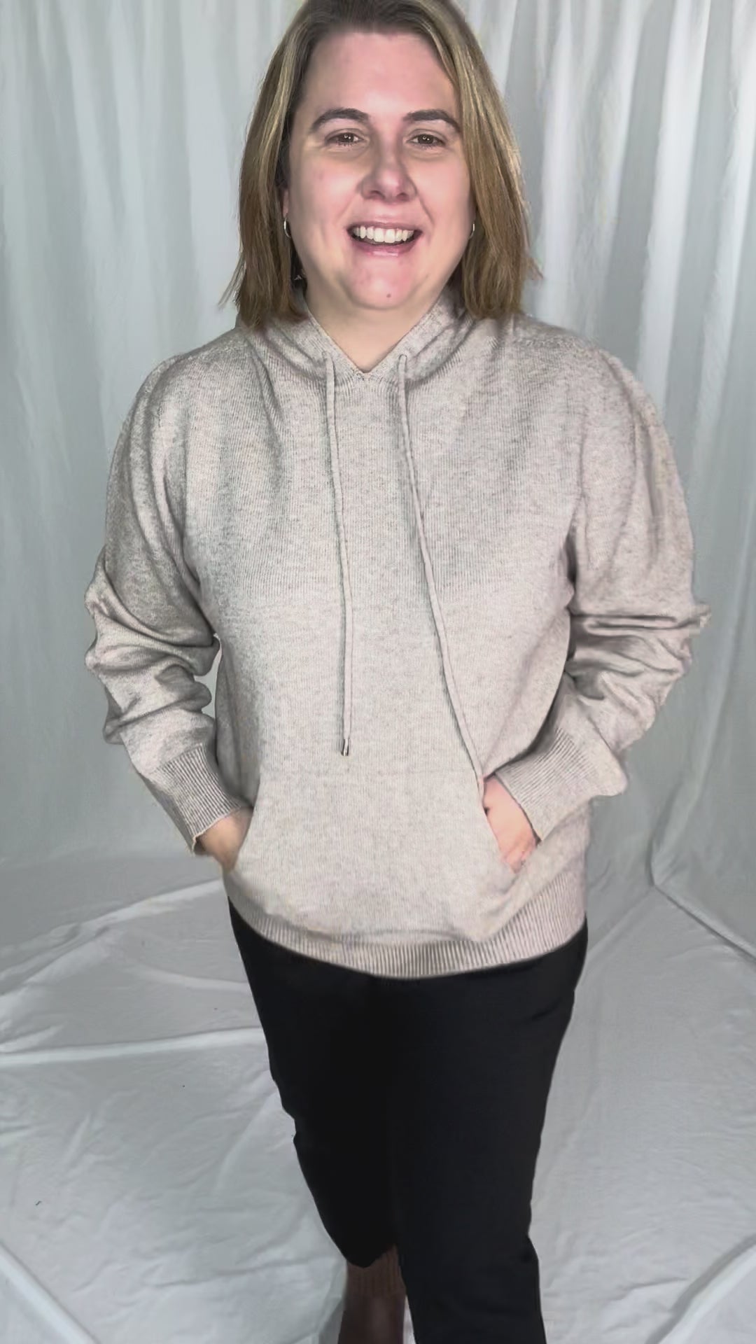 Wheatly Knit Sweater Hoodie- OATMEAL